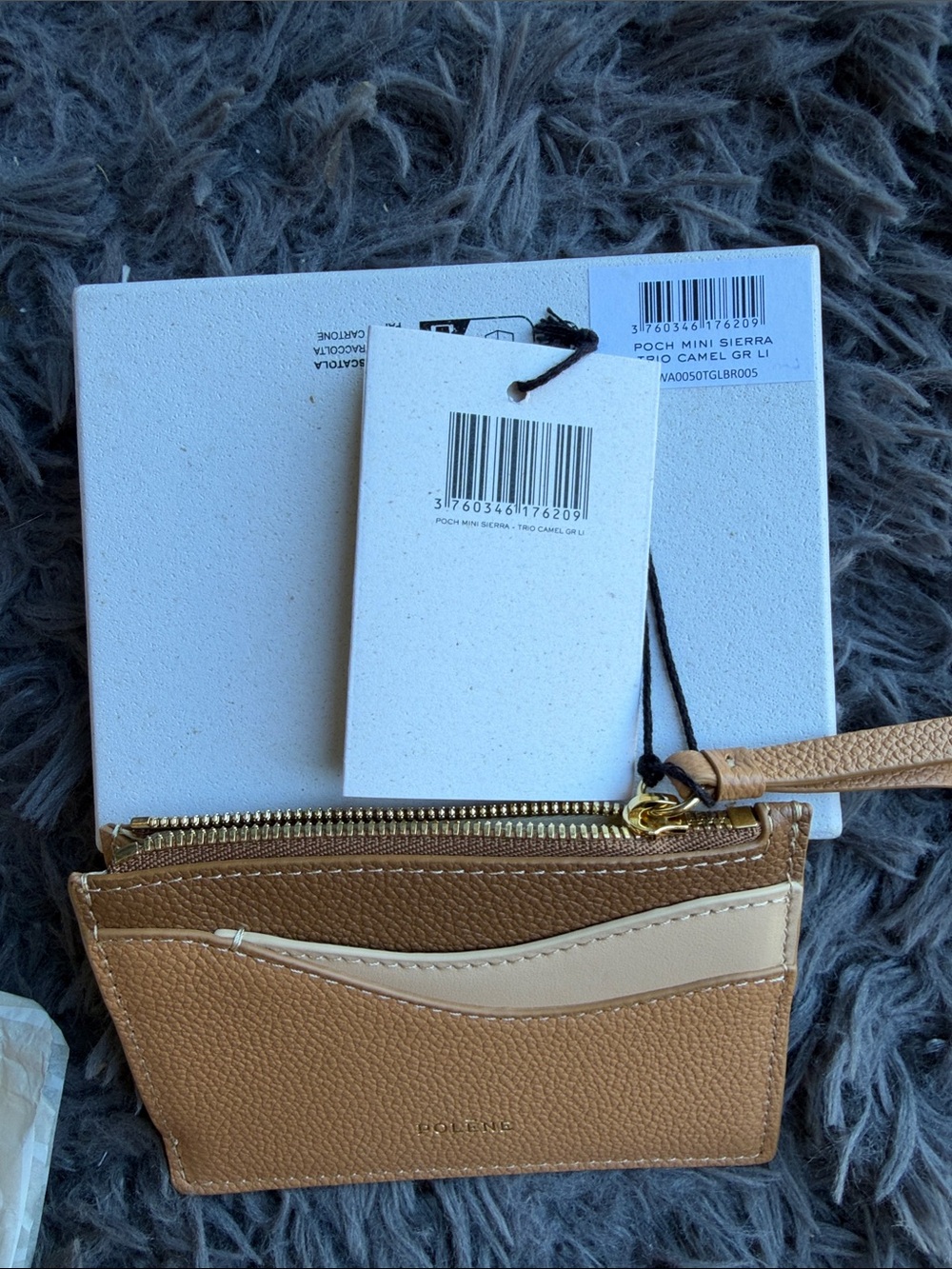 Polene Tan and Cream Leather Zip Card Holder - Picture 6 of 7